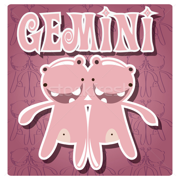 Zodiac sign Gemini with cute colorful monster Stock photo © BlueLela