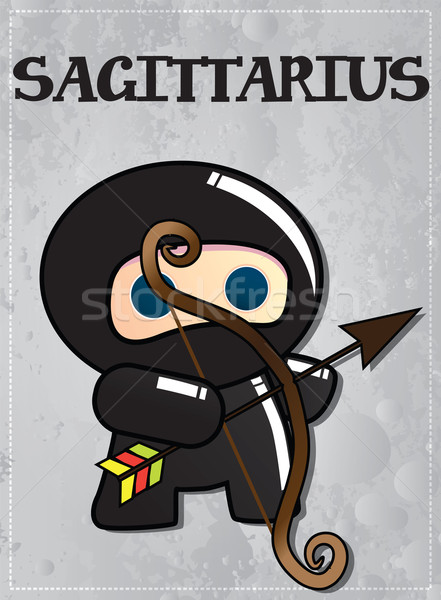 Zodiac sign Sagittarius with cute black ninja character Stock photo © BlueLela
