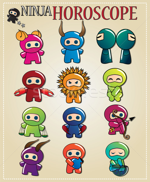 Zodiac signs with cute ninjas Stock photo © BlueLela