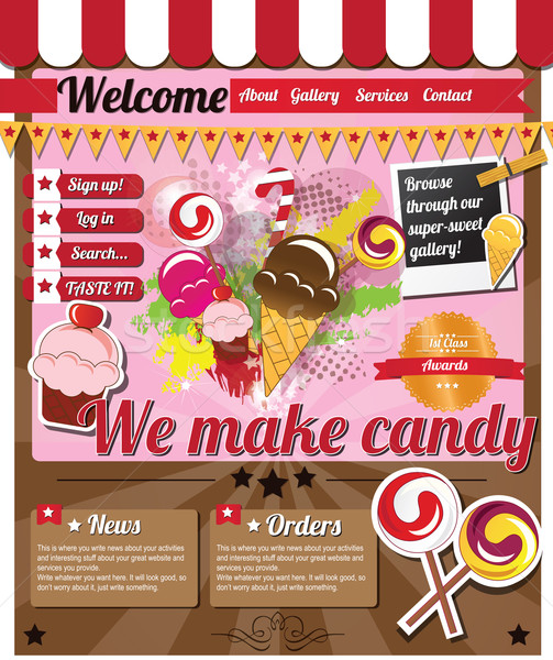 Website template elements, vintage style, candy shop Stock photo © BlueLela