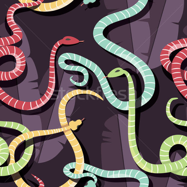 Seamless pattern with colorful intertwined striped rain forest snakes Stock photo © BlueLela