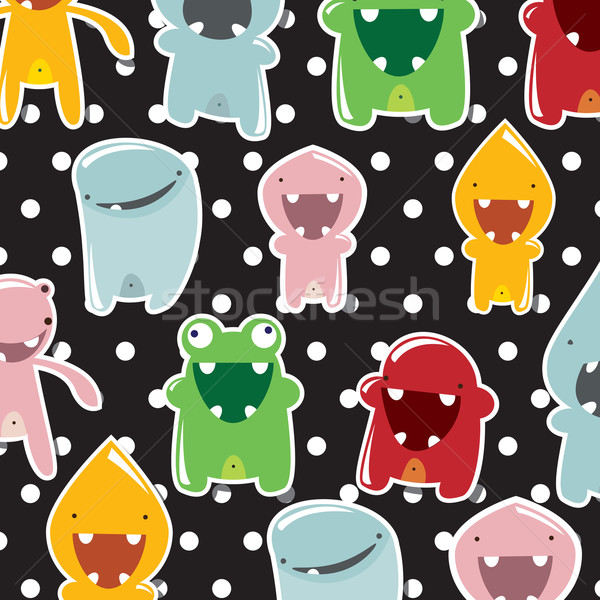 Set of cute little monsters on dotted background, vector Stock photo © BlueLela
