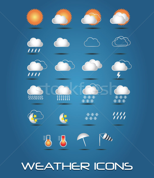 Set Wetter Symbole Web mobile Vektor Stock foto © BlueLela