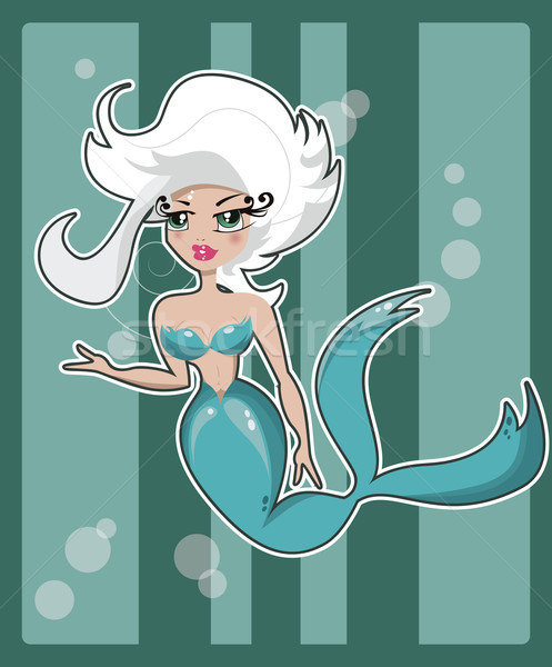 Desenho animado sereia água menina peixe feliz Foto stock © BlueLela