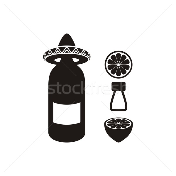 Tequila citrom só fekete vektor ikonok Stock fotó © blumer1979