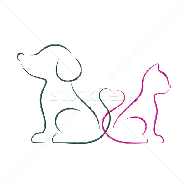 Dog and cat minimalist vector illustration Stock photo © blumer1979