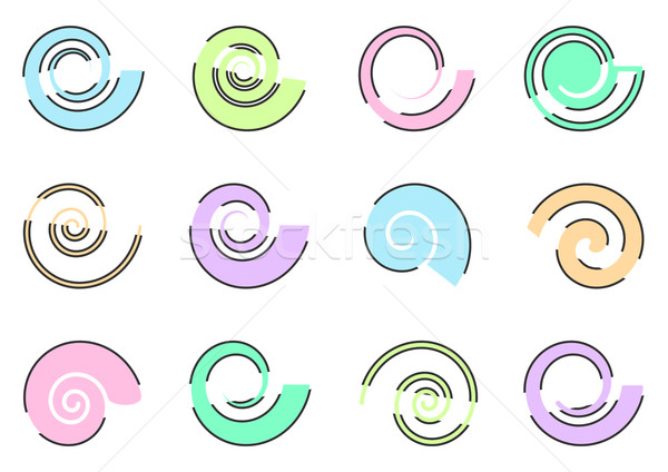 Stock photo: Abstract colorful spiral icons
