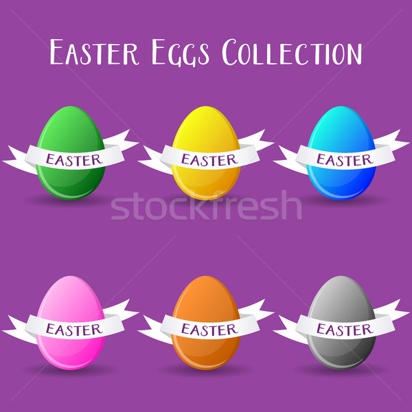 Vector huevos de Pascua colección papel texto Foto stock © blumer1979