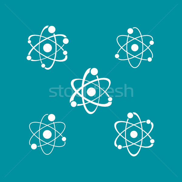 White atom sign icons collection logo Stock photo © blumer1979