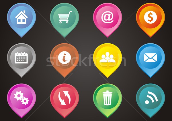 Carte coloré icônes web affaires maison [[stock_photo]] © blumer1979