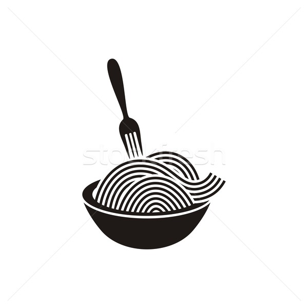Spaghetti with fork icon Stock photo © blumer1979