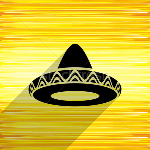 Mexican sombrero icona nero vettore giallo Foto d'archivio © blumer1979