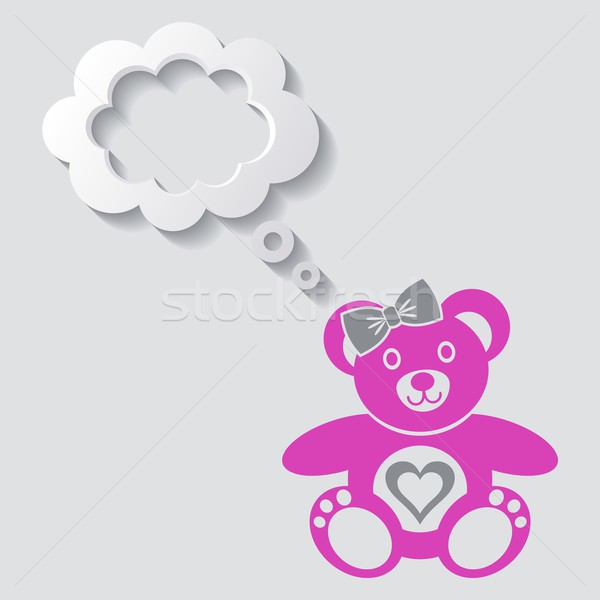 [[stock_photo]]: Carte · cute · Nounours · icône · blanche