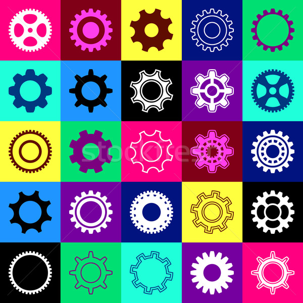 Gear wheel icons in squares Stock photo © blumer1979