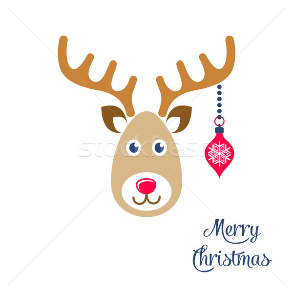 Vector cartoon reindeer face christmas icon Stock photo © blumer1979