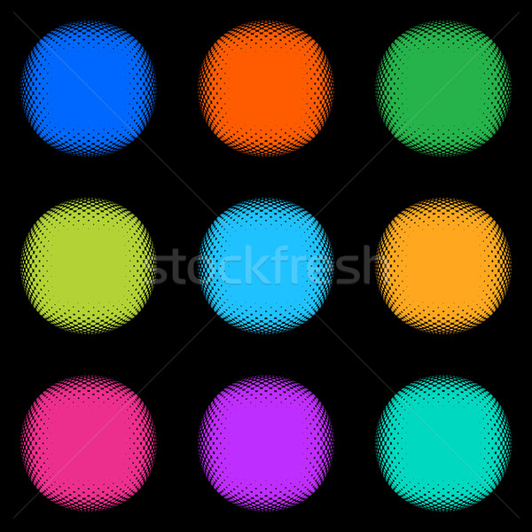 Foto stock: Colorido · meio-tom · botões · vetor · teia · preto