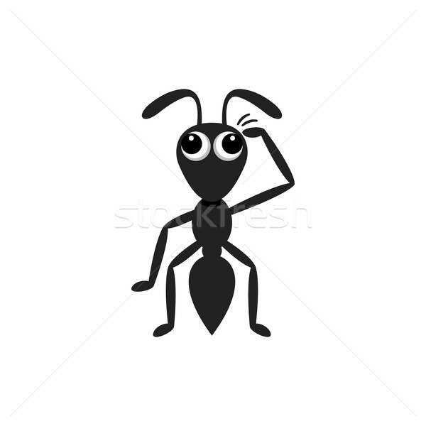 Stok fotoğraf: Karınca · karikatür · karışık · web · siyah · düşünme