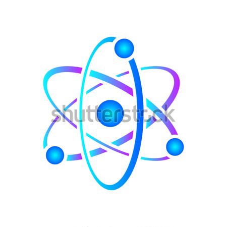 Zdjęcia stock: Atom · biały · wektora · ikona · niebieski · stylizowany