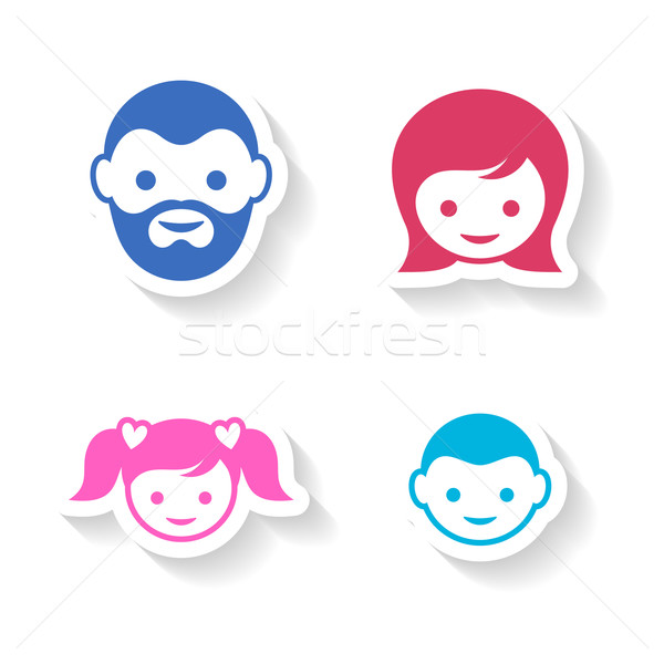 Familia establecer cuatro colorido miembro cara Foto stock © blumer1979