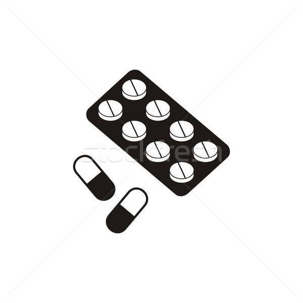 Tabletták fekete vektor ikonok izolált egészség Stock fotó © blumer1979