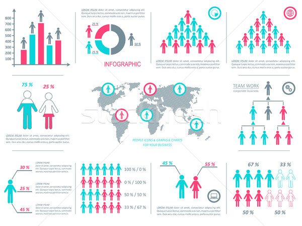 Vektor demográfiai emberek ikonok infografika három Stock fotó © blumer1979