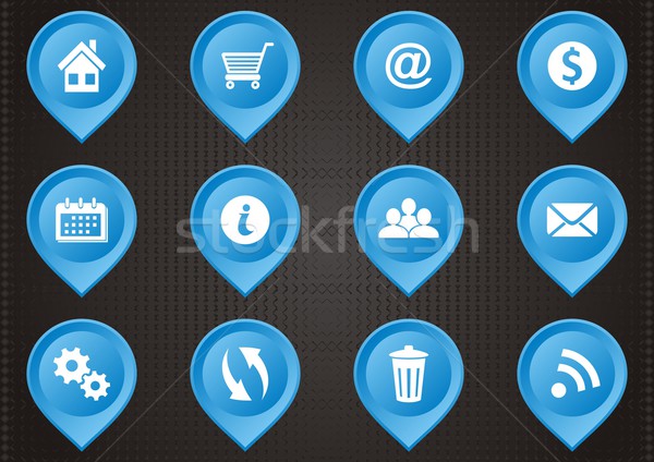 Carte bleu icônes web affaires maison [[stock_photo]] © blumer1979