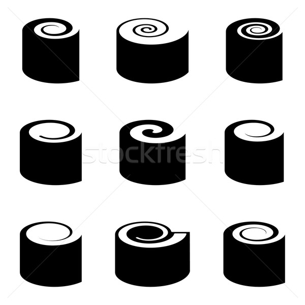 Stock foto: Sushi · Symbole · Sammlung · schwarz · Vektor · weiß