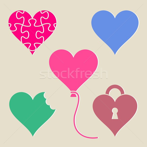 Hart verschillend kleurrijk vector iconen Stockfoto © blumer1979