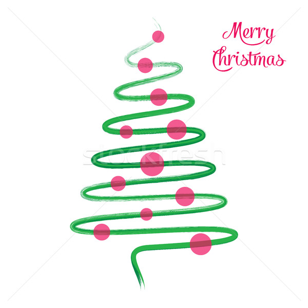 Сток-фото: зеленый · рождественская · елка · рисованной · вектора · изолированный · дерево