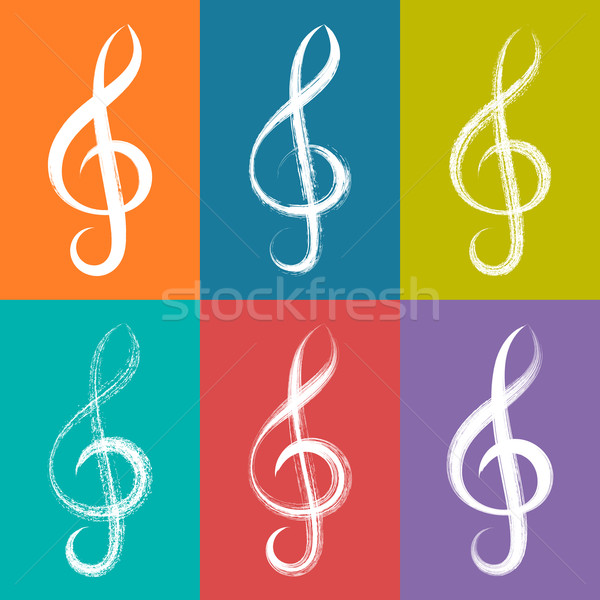 White vector treble clef icons Stock photo © blumer1979