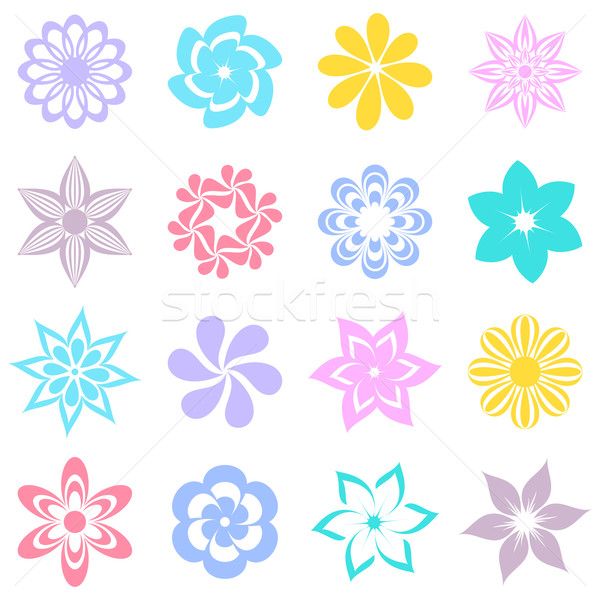 Abstract vector kleurrijk bloem iconen collectie Stockfoto © blumer1979