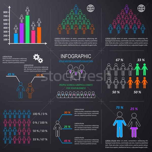 Stock fotó: Vektor · infografika · emberek · ikonok · gyűjtemény · demográfiai
