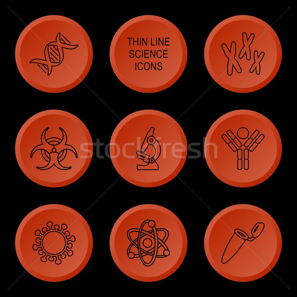 Biologie ştiinţă icoane modern roşu cerc Imagine de stoc © blumer1979