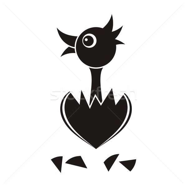 Pollo vector negro cute corazón Foto stock © blumer1979