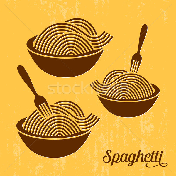 Spaghetti or noodle retro icons Stock photo © blumer1979