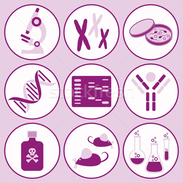 Biologie science violette moléculaire icônes Photo stock © blumer1979