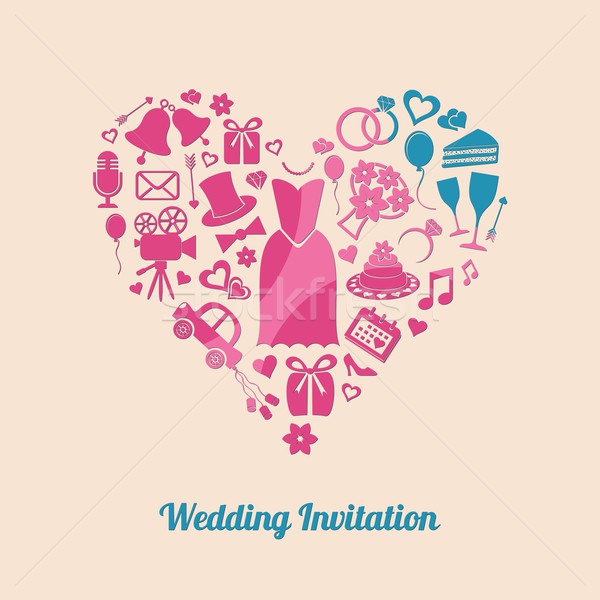 Invitatie de nunta colorat vector nuntă proiect Imagine de stoc © blumer1979