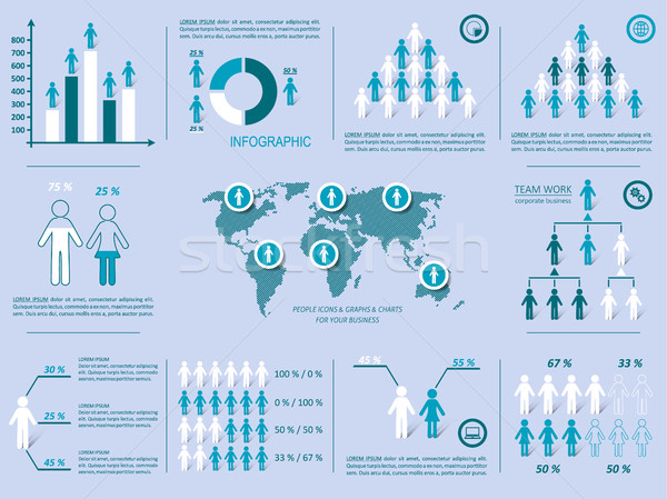 Vektor demográfiai emberek ikonok árnyékok infografika Stock fotó © blumer1979