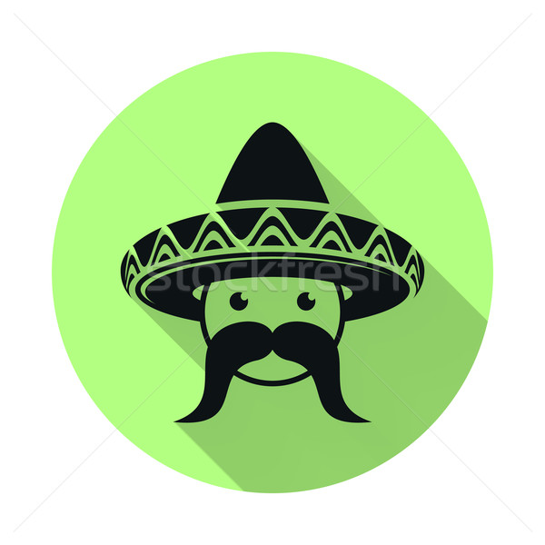 Mexican sombrero baffi design nero Foto d'archivio © blumer1979