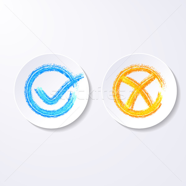 Stock photo: Check mark labels on buttons