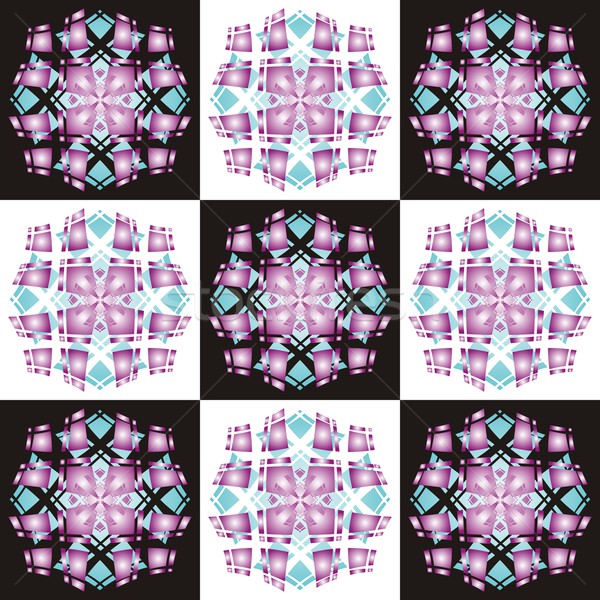 Abstract model negru alb patrate turcoaz violet Imagine de stoc © blumer1979