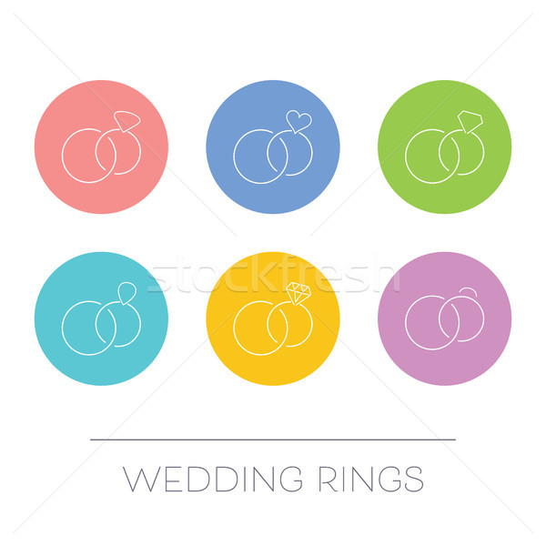 Branco fino linha vetor anéis de casamento círculo Foto stock © blumer1979