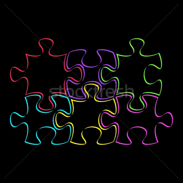Farbenreich Gliederung Puzzleteile zusammen schwarz abstrakten Stock foto © blumer1979