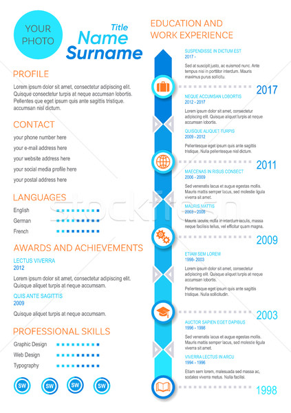 Vektör mavi minimalist cv şablon temizlemek Stok fotoğraf © blumer1979