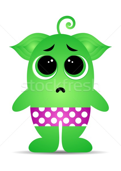 Cartoon monstre peu cute timide vert [[stock_photo]] © blumer1979