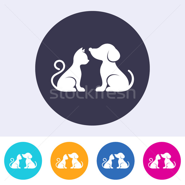 Vector dog and cat round buttons  Stock photo © blumer1979