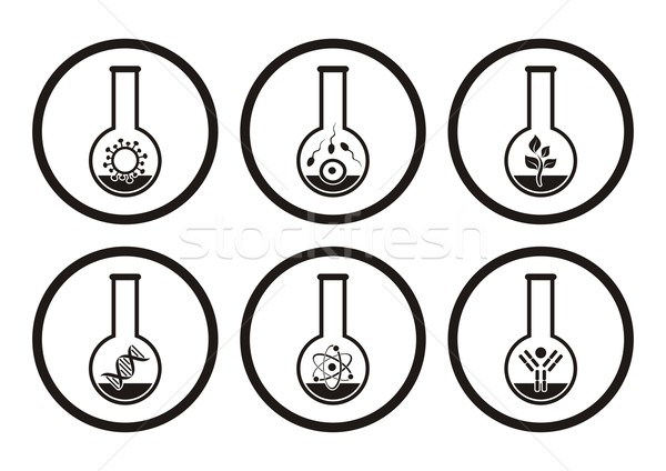Biologia ícones preto molecular ciência corpo Foto stock © blumer1979