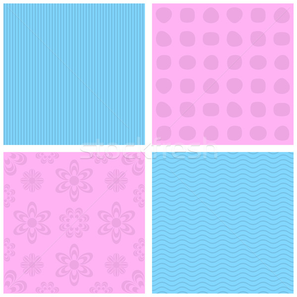 Vecteur rose bleu modèles [[stock_photo]] © blumer1979