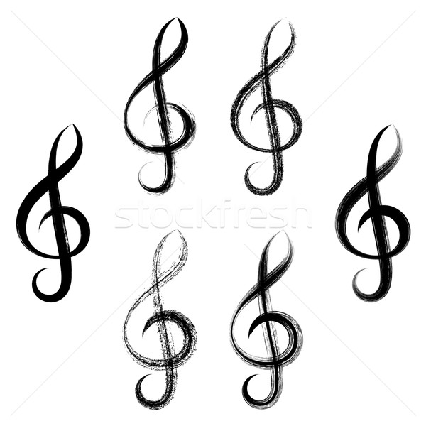 Treble clefs brush strokes design Stock photo © blumer1979