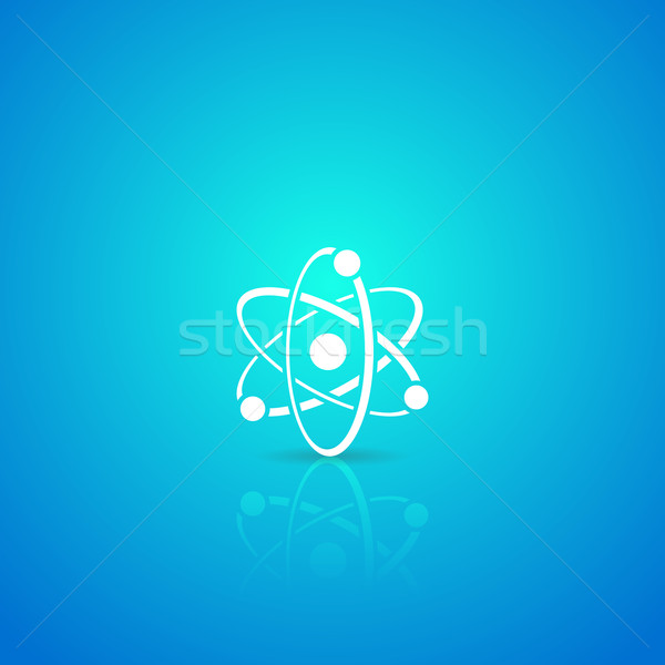 Atoom icon witte vector Blauw helling Stockfoto © blumer1979